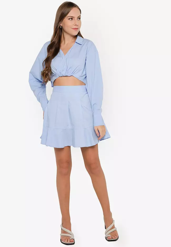 Blue flowy 2025 mini skirt