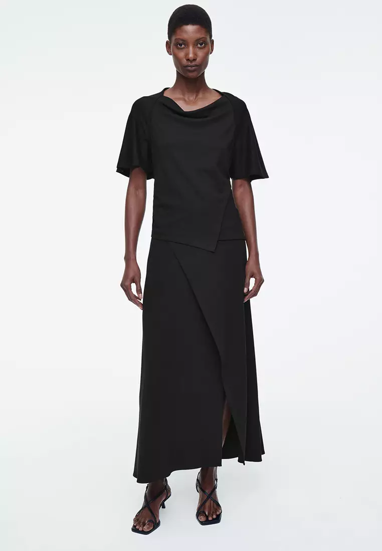 Jersey wrap maxi skirt black hotsell