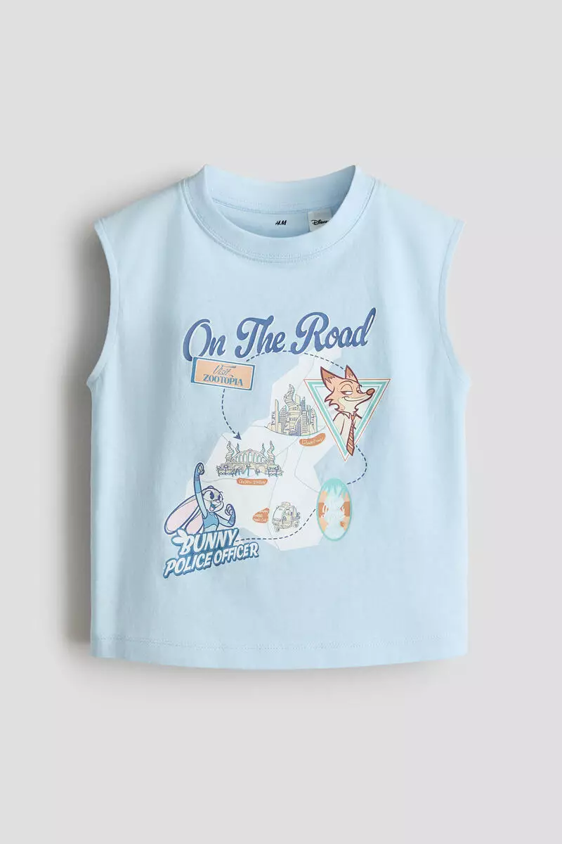 Printed cotton vest top