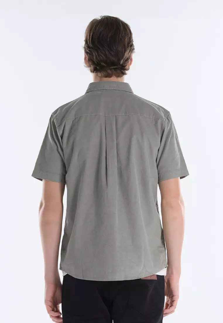 Button Down Short Sleeve Polo for Men in Pale Green