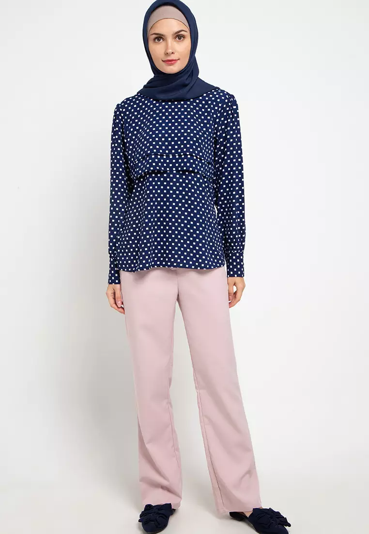 Jini Blouse In Navy Print