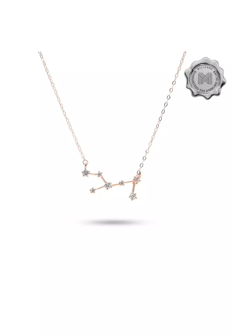 Match The Stars Virgo Constellation Rose Gold Necklace with 925 Sterling Silver