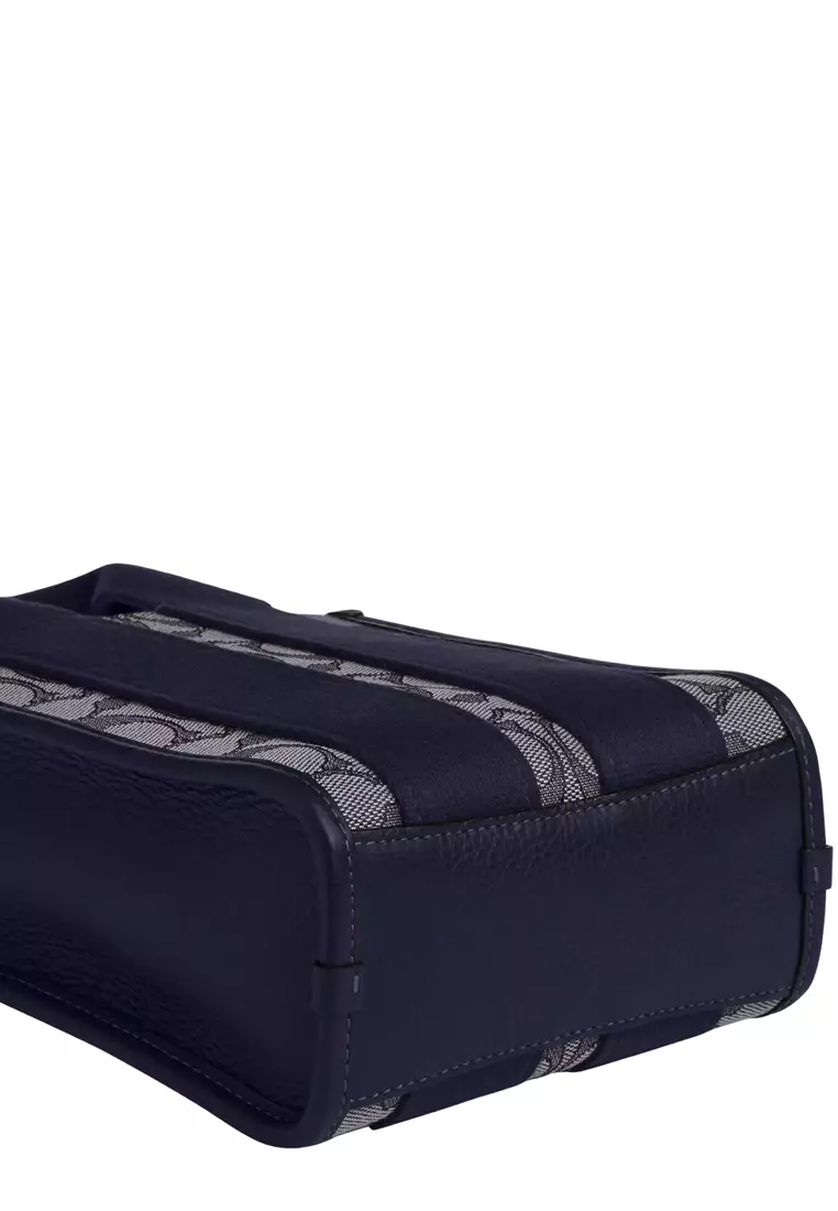 Smith Mini Tote Bag In Signature Jacquard - Navy/ Midnight Navy CCL75