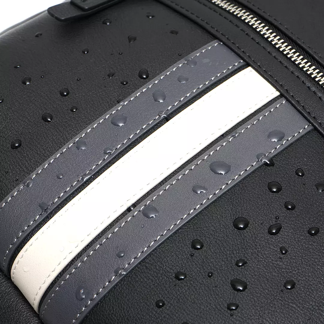 Ribbon Leather Backpack Black