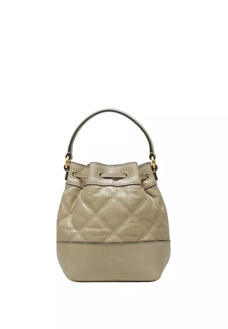 Willa Glazed Mini Bucket Bag Almond Flour