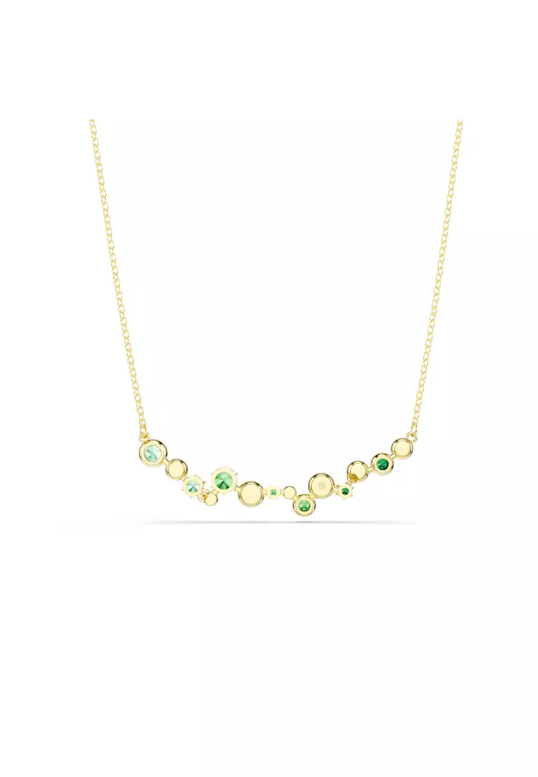 Constella necklace, Mixed cuts, Green, Gold-tone plated