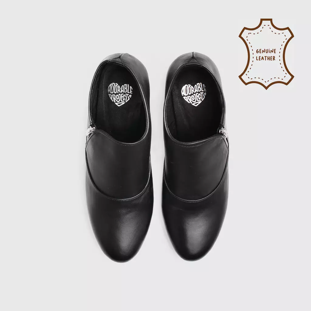 Potamogeton Heels Genuine Leather Black