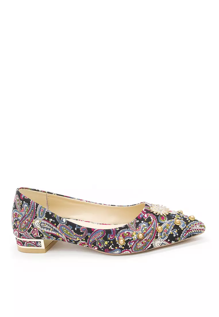 Discount on Twenty Eight Shoes  shoes - SKU: VANSA Printed Rivets Evening and Bridal Low Heel Shoes VSW-P102