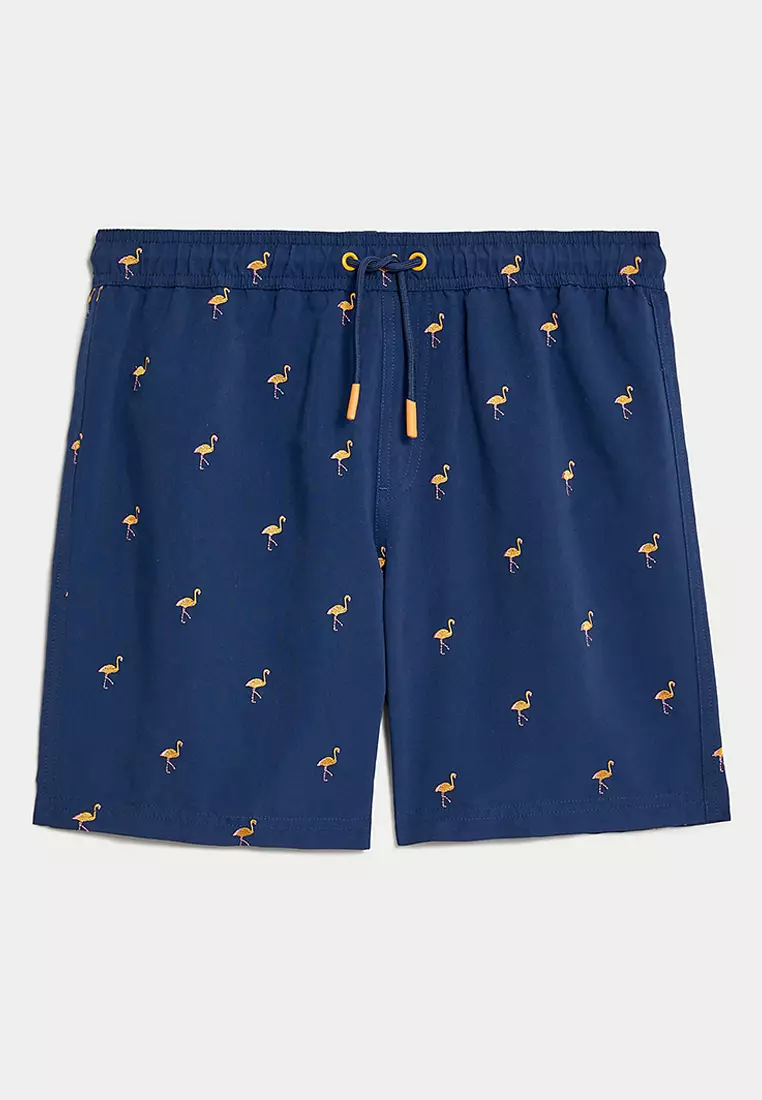 Flamingo Embroidered Swim Shorts