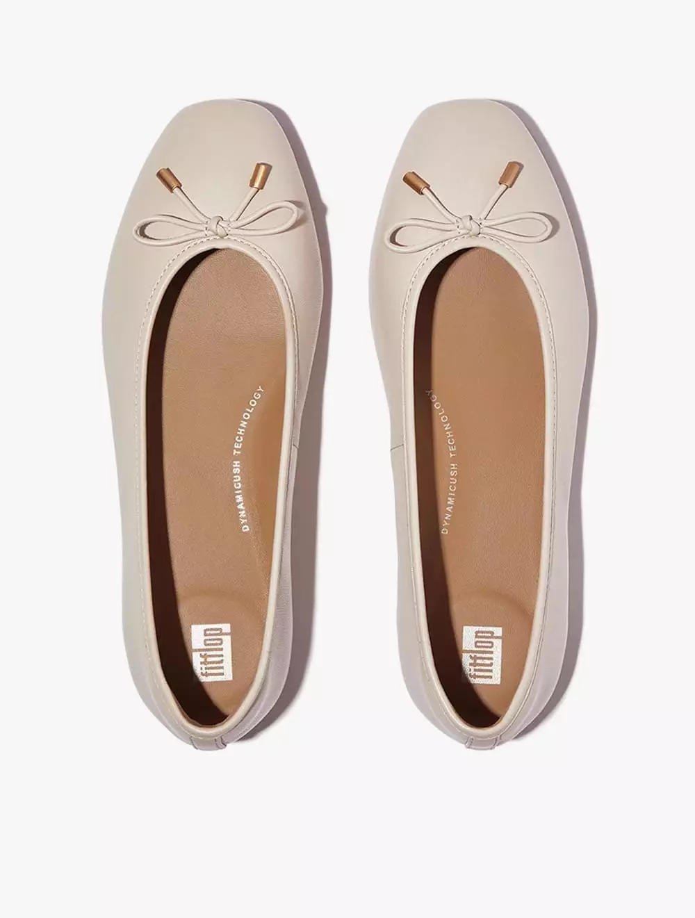 Fitflop Delicato Bow Soft Leather Ballet Flats - Paris Beige