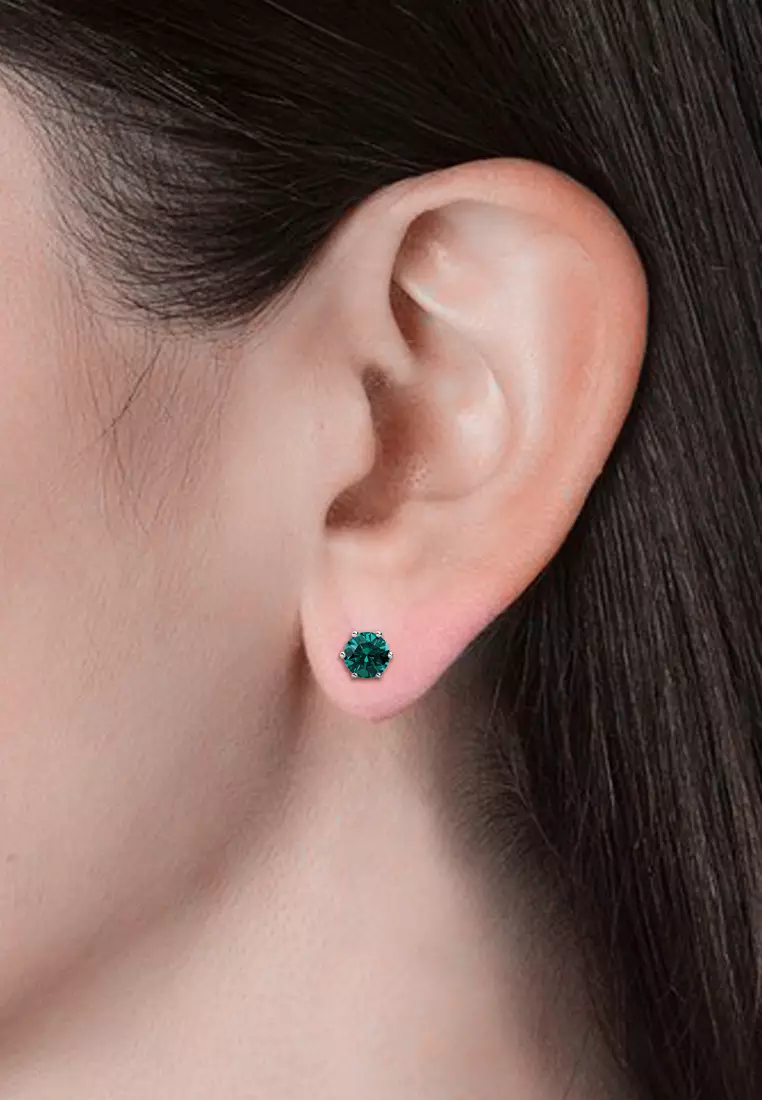 Birth Stone Earring May Emerald WG - Anting Crystal Swarovski by Her Jewellery
