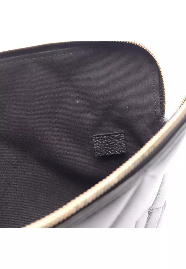 Pre-Loved Chanel matelasse Clutch bag Caviar skin black gold hardware