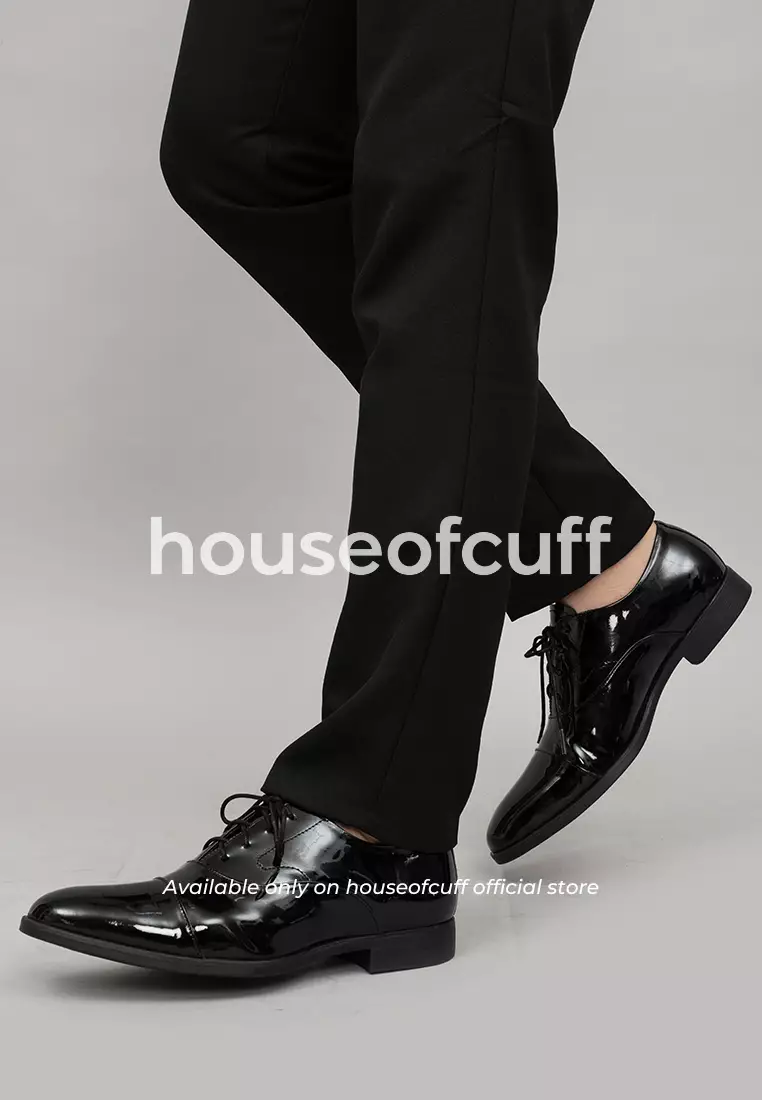Sepatu Kulit Hitam Formal Oxford Patent Leather Tux Shoes