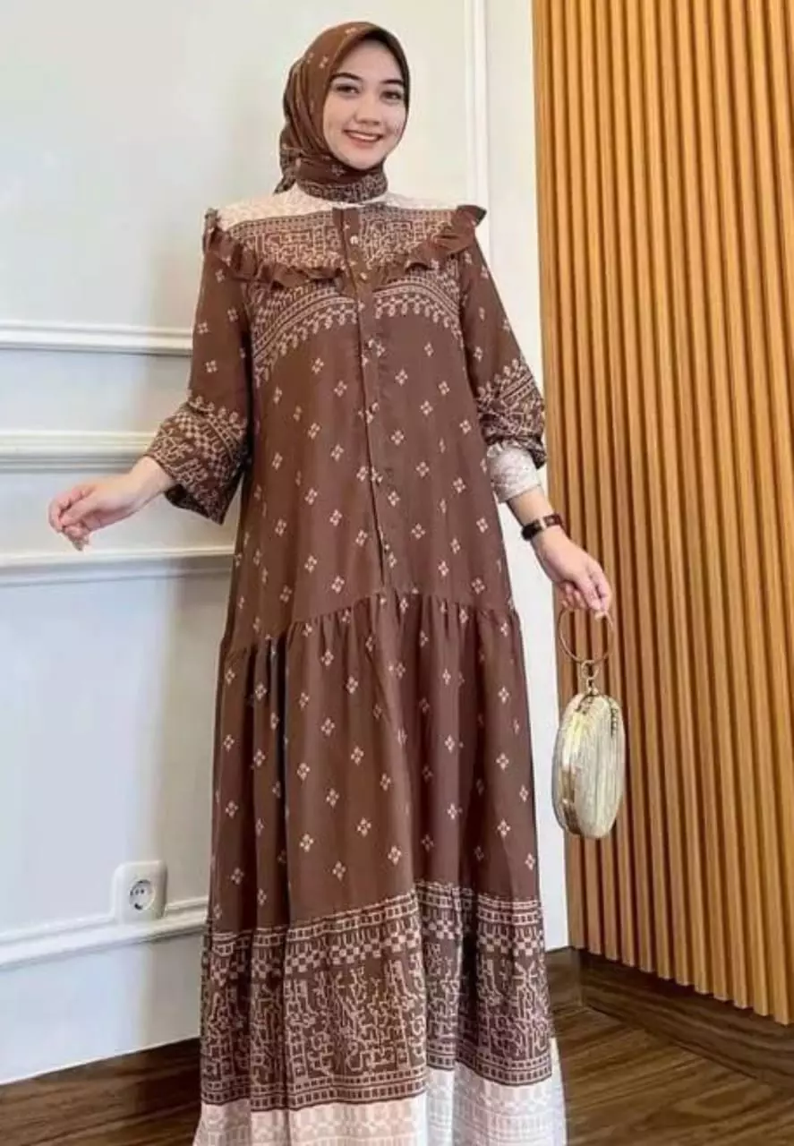 Dress | Long Dress | Gamis Vaisa Coklat Setelan Hijab Modern Premium RS.MYA