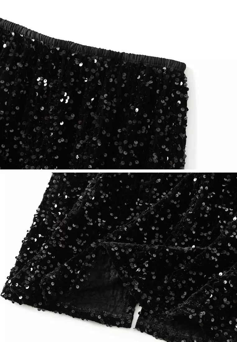 ‌Sequins Slit Bodycon Skirt AF-D8035