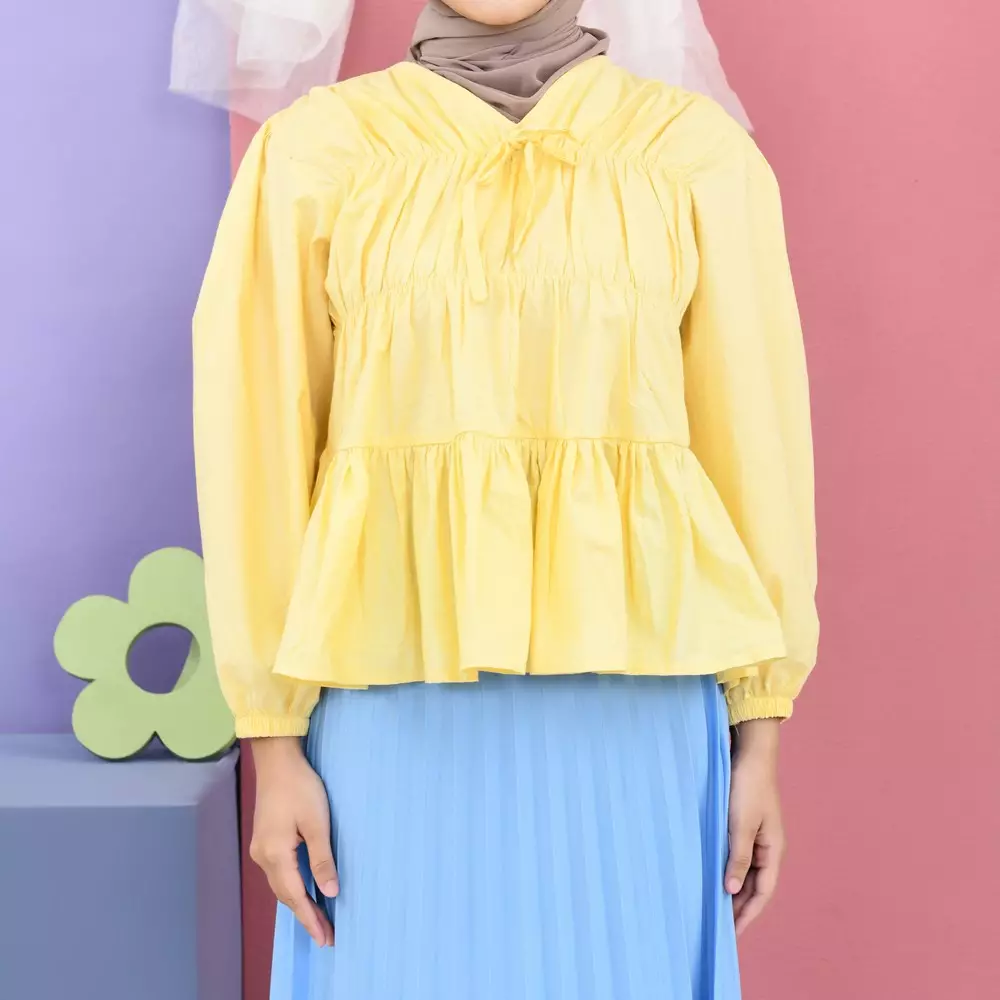Liora Rubber Blouse - Soft Yellow M19499 R75S5