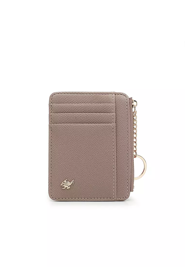 Women's Card Holder With Coin Compartment - Dark Beige