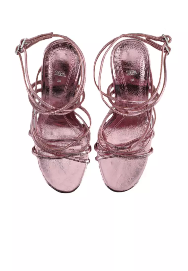 ZARA Metallic Strappy Heels 2025 | Buy ZARA Online | ZALORA