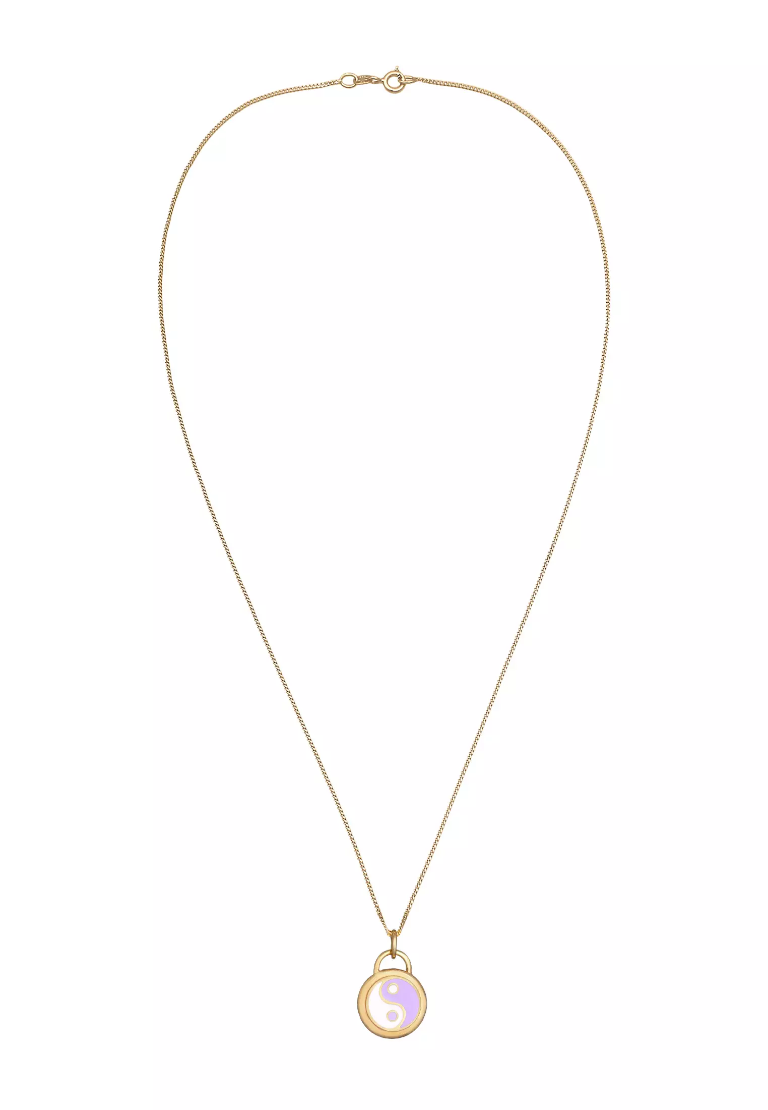 Necklace Yin & Yang Pendant Symbol Enamel Gold Plated