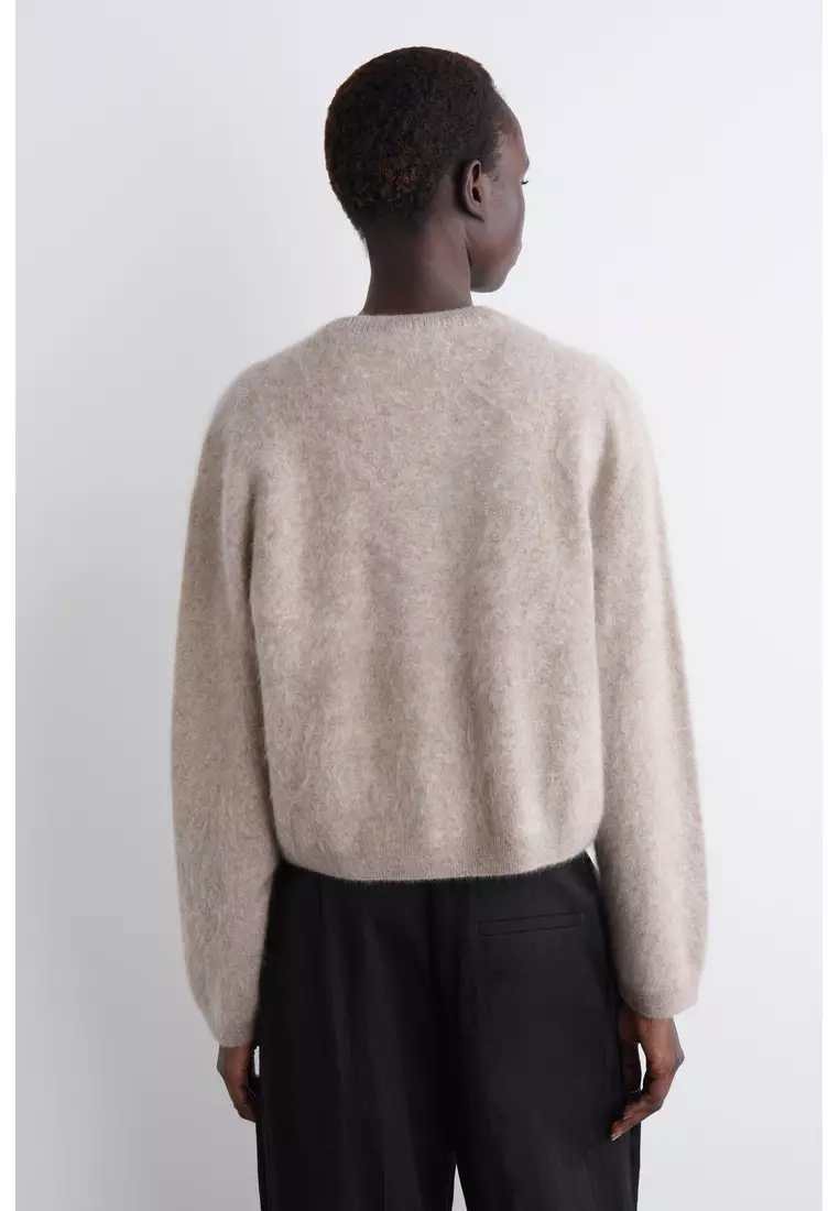 BRUSHED-CASHMERE CREW-NECK CARDIGAN