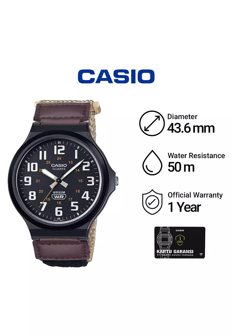 Jam Tangan Analog Pria Casio MW-240B-5BV Brown Nylon Strap