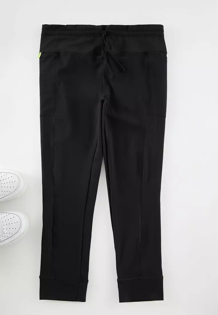 Black Brushed Scuba Full Length Sports Leggings TBBAW25BV00000