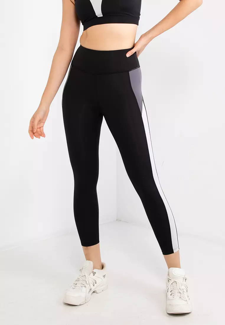 Buy Women Polyester High-Waist Basic Gym Leggings - Black Online
