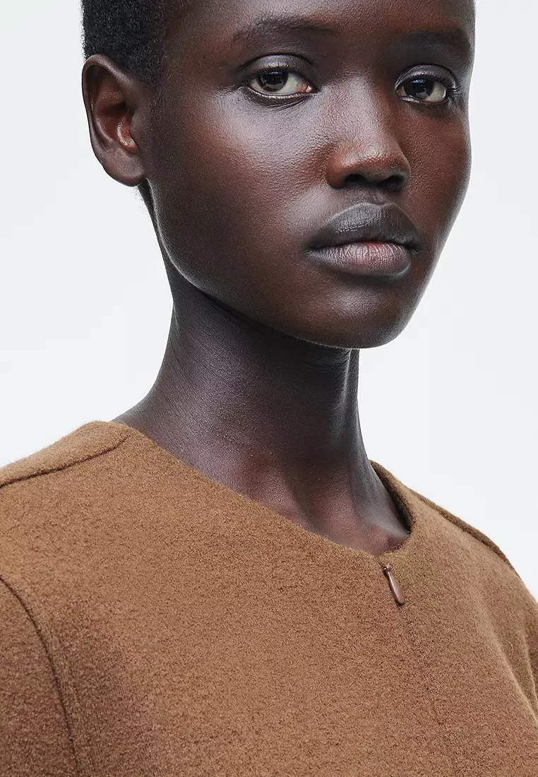 A-Line Boiled-Wool Mini Dress