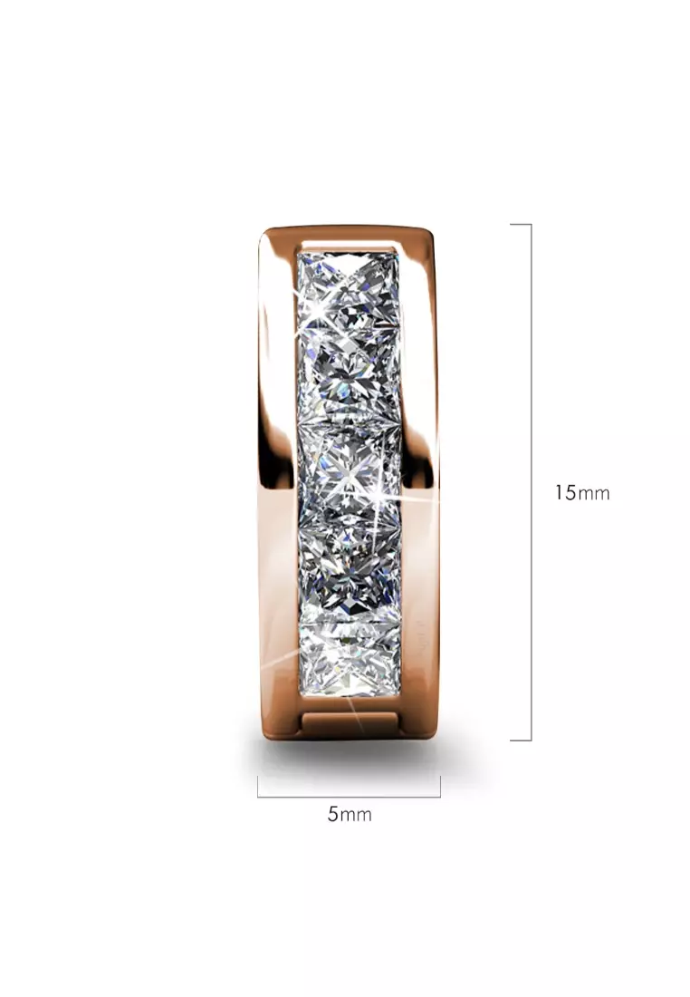 Huggie Earrings Embellished with SWAROVSKI® crystals-Rose Gold/Clear
