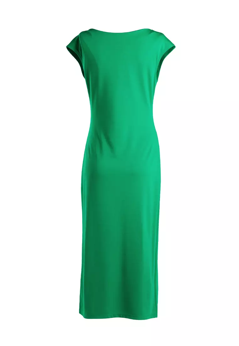 綠色船領長洋裝