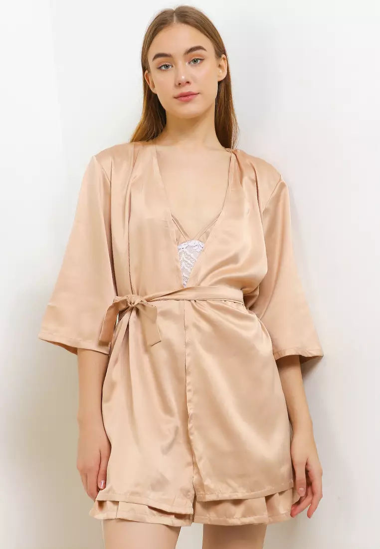 Kimono Satin Silk Set Seksi Sexy Daster Tanktop Sleepwear