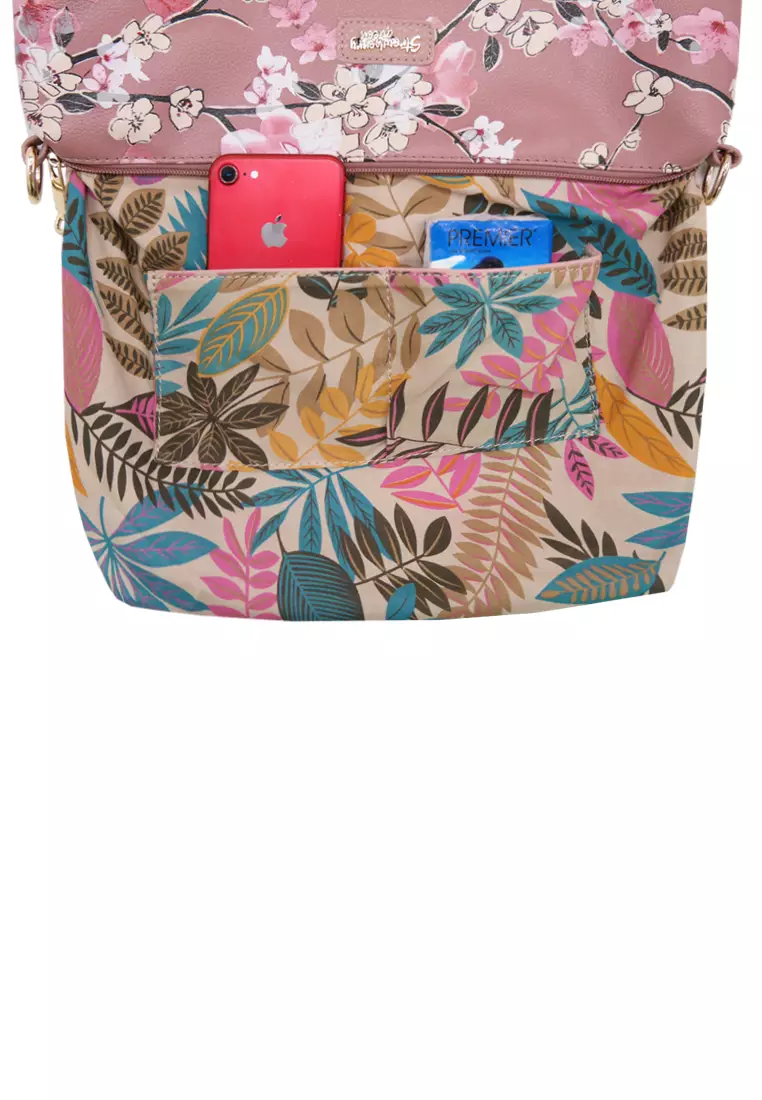 Strawberry Queen Flamingo Sling Bag (Floral AA, Pink)