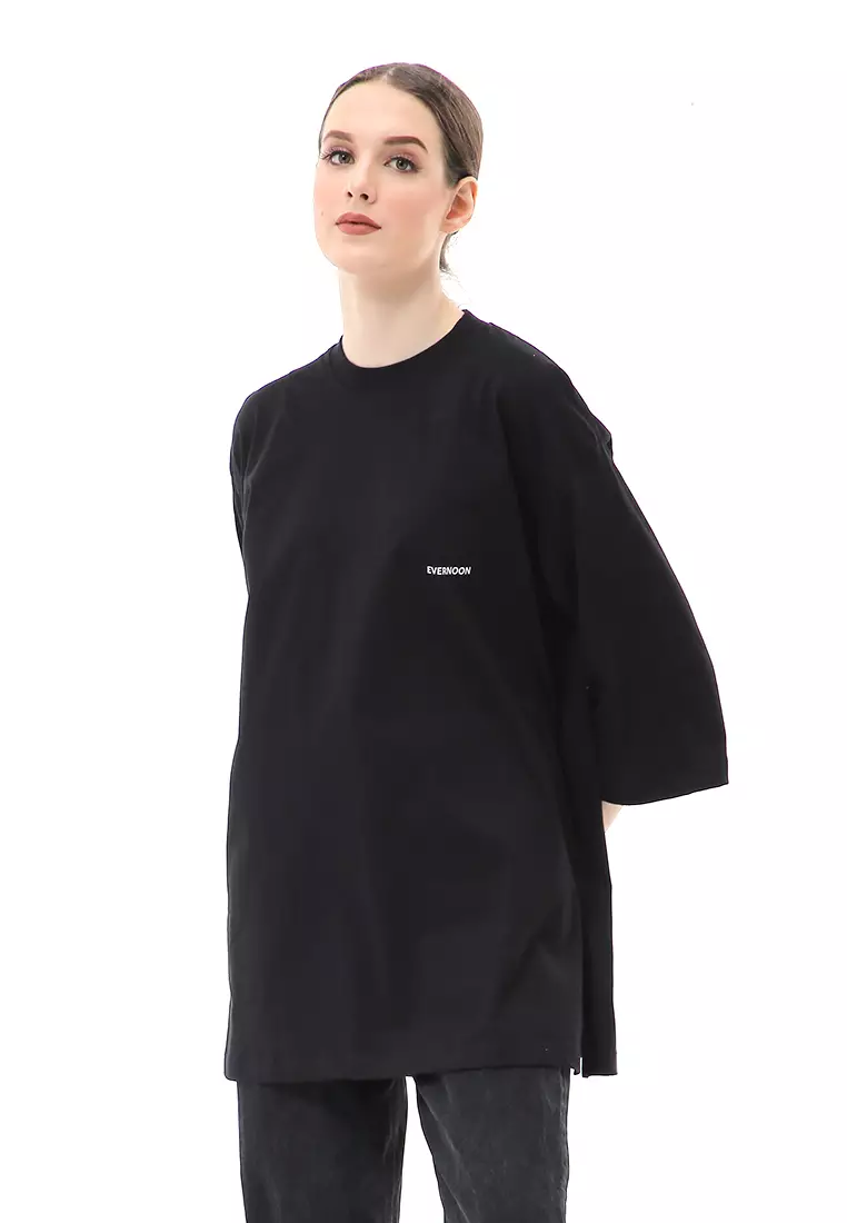 Wina Kaos Atasan Wanita Polos Basic Oversize - Hitam