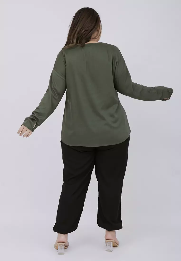 Plus Size Blouse Phoebe Army