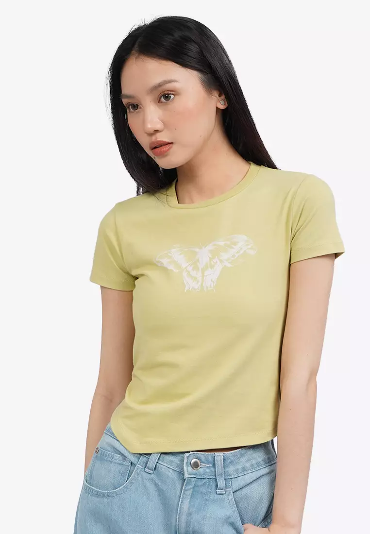 Graphic T-Shirt with Asymmetric Hem
