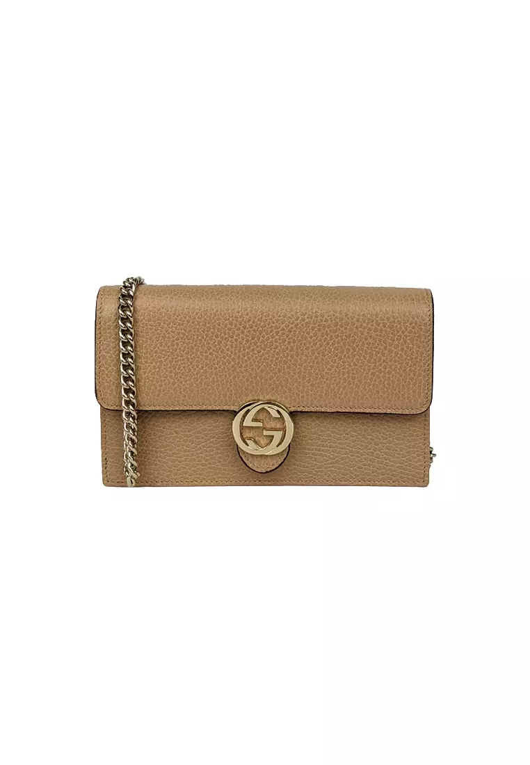 Gucci Gucci Icon GG Interlocking Wallet On Chain Crossbody Bag Beige