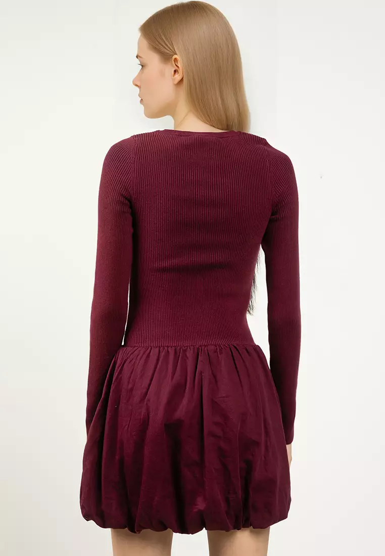 Buy GAP Long Sleeves Drop Waist Bubble Mixed Media Dress Online