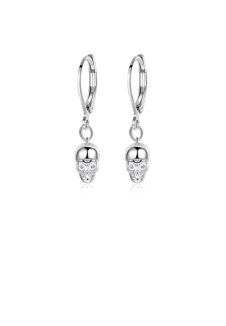 White gold skull earrings new arrivals