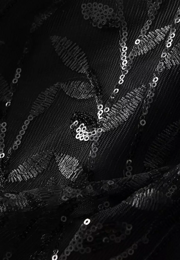 Mesh Sequin Embroidered Midi Skirt AF1888