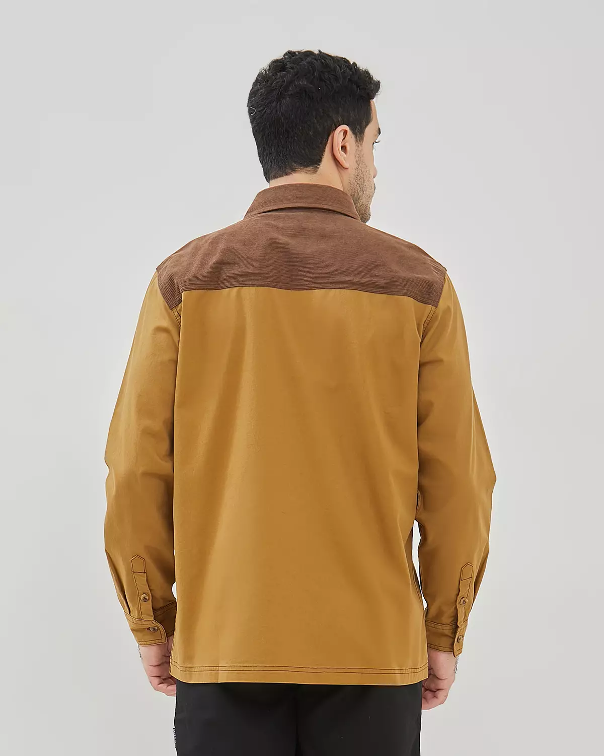 MEN'S LONG SLEEVE SHIRT WITH KHAKI BROWN PATTERN