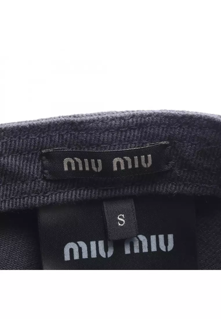 Pre-Loved MIU MIU baseball cap logo embroidery cotton Dark navy