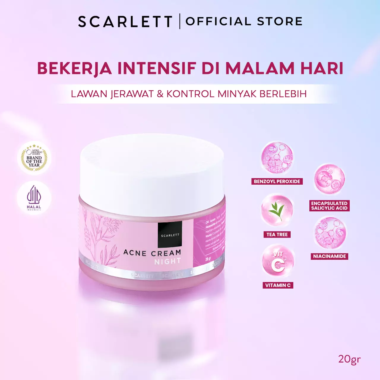 Scarlett Whitening Acne Night Cream