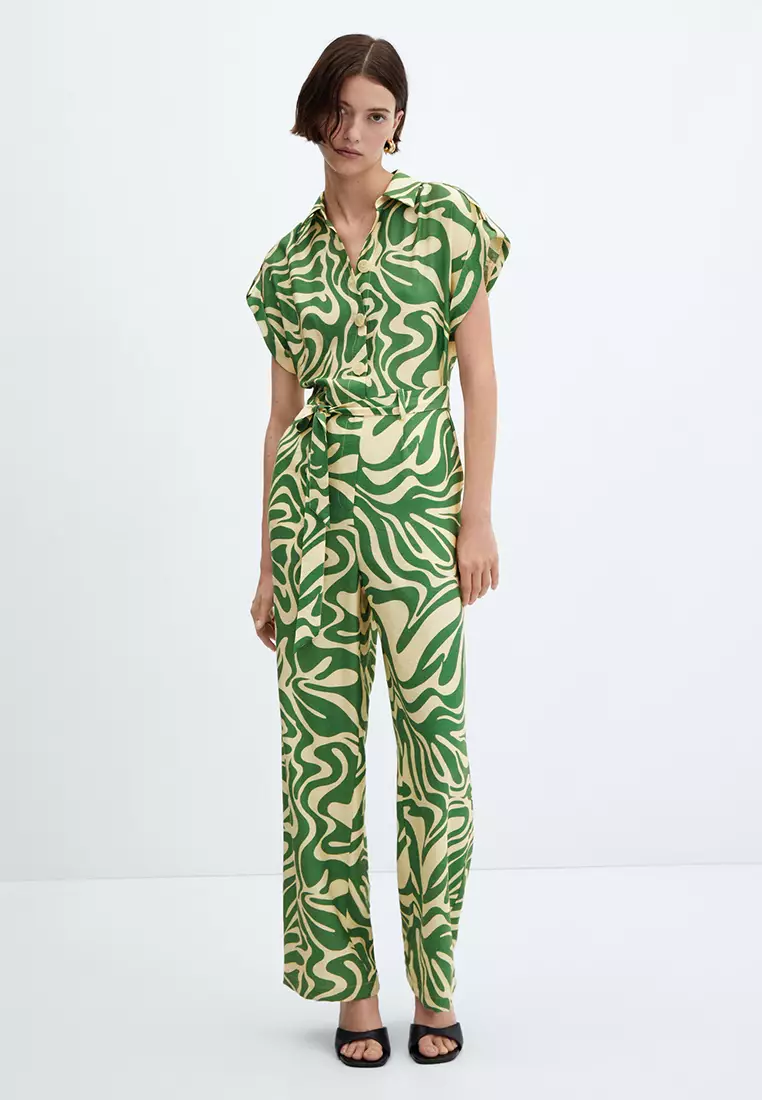 Mango green jumpsuit cheap