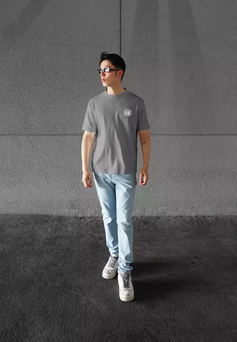 Kale Evan Light Grey / Cotton Cloudy / Kaos Boxy Fit / Kaos Korea / Atasan Kaos Pria / Kaos Basic Pria