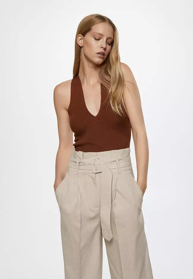 Mango check trousers hotsell