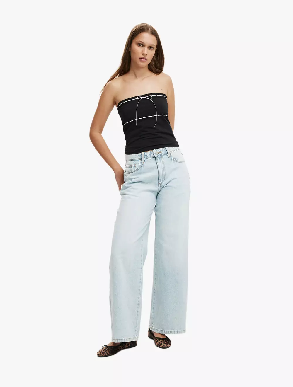 Cotton On -  Pakaian Luxury  - Sofia Ribbon Trim Tube Top - Black