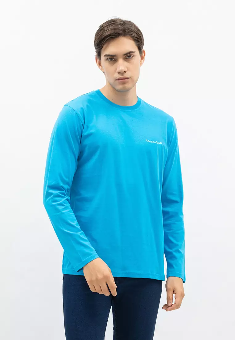 Houseofcuff Kaos Cotton Combed Lengan Panjang Pria Biru Muda