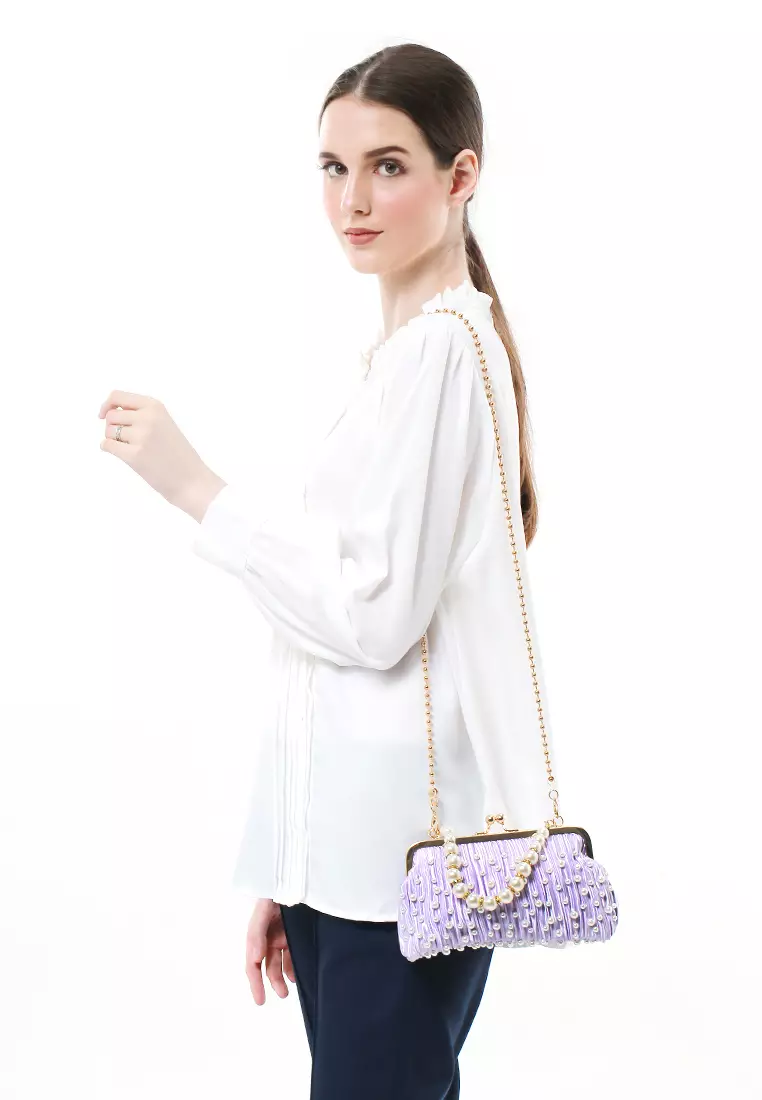 Eilaria Tas Selempang Pesta Wanita Hand Bag Mini Material Leather ORIGINAL - Purple