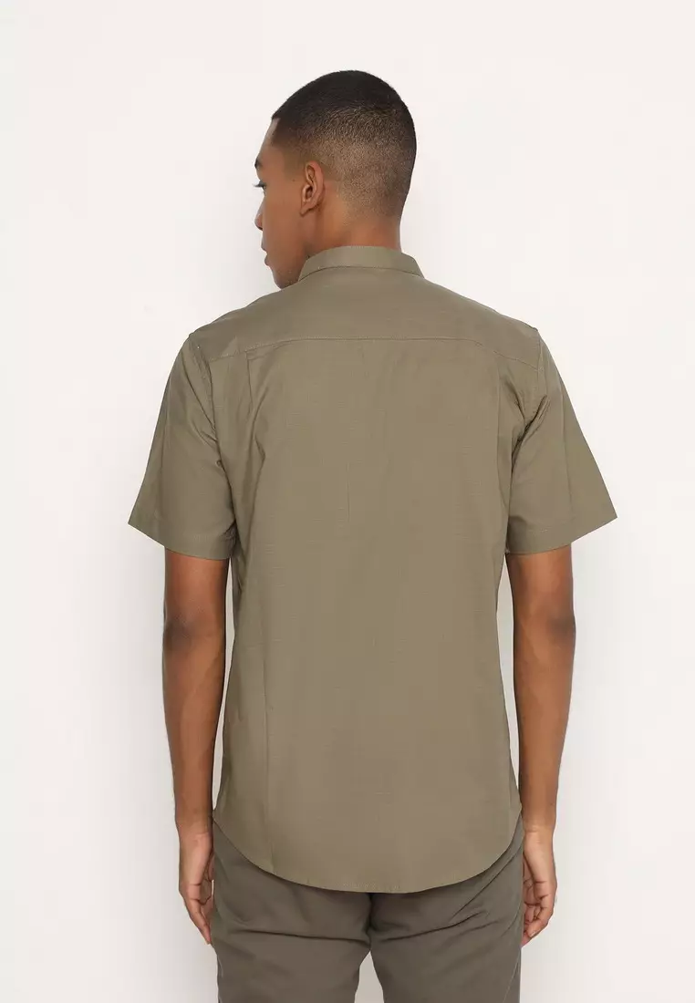 RBJ Kemeja Polos Koko Krah Shanghai Army Regular Fit Pria