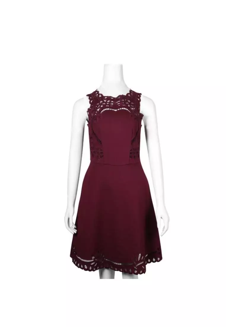 Burgundy top designer dress